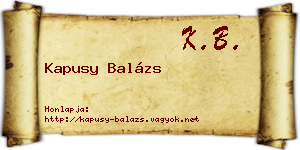 Kapusy Balázs névjegykártya