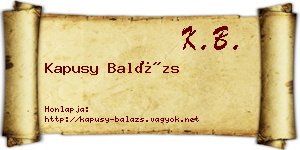 Kapusy Balázs névjegykártya